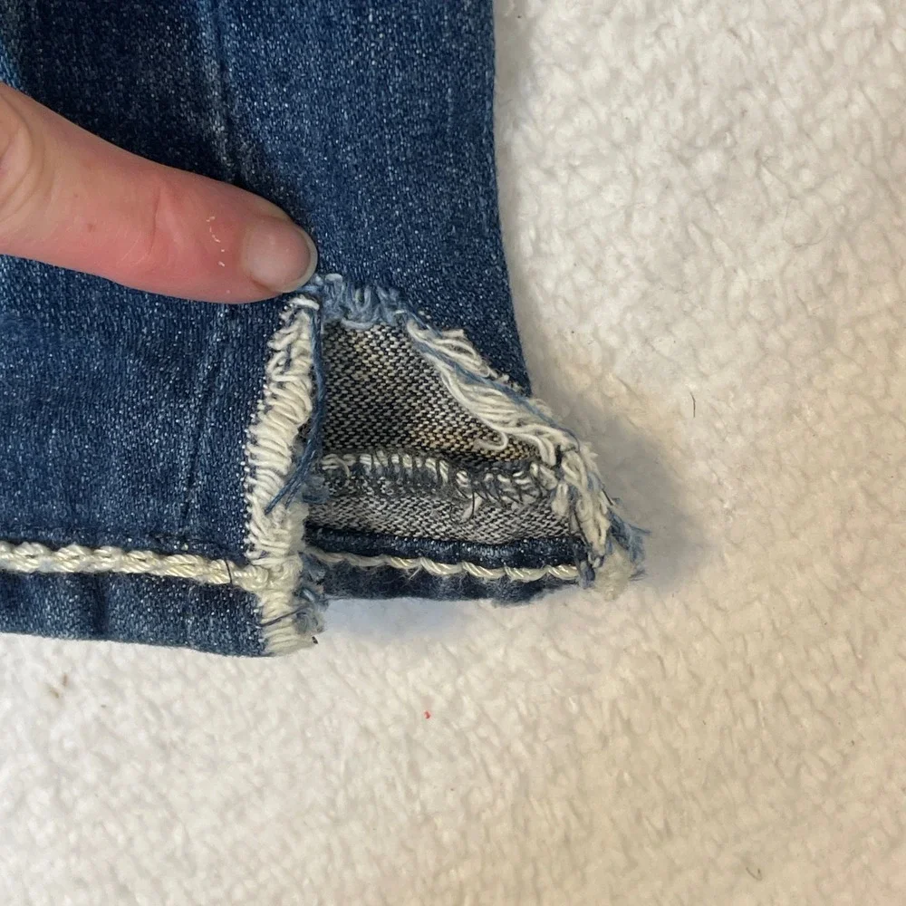 True Religion Mens Super T Straight Jeans Blue White Stitch Made in USA Size 34